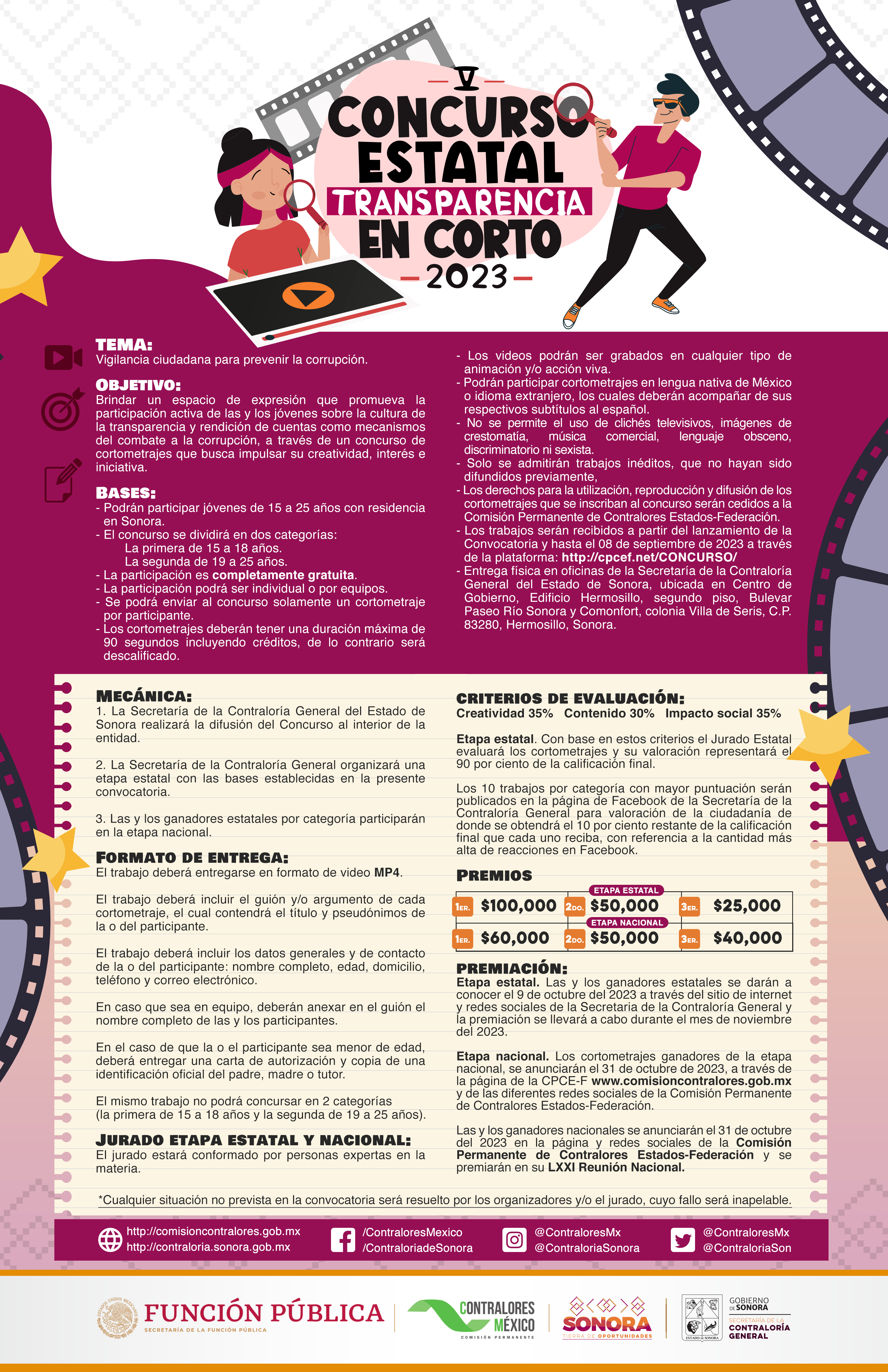 Convocatoria Concurso Estatal Transparencia en Corto 2023